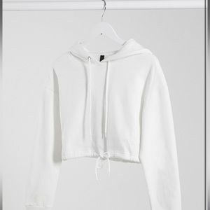 Cropped White Hoodie